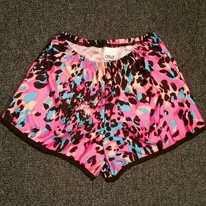 Cruz NWT Girls Pink Coral Black Neon Leopard Print Shorts NEW